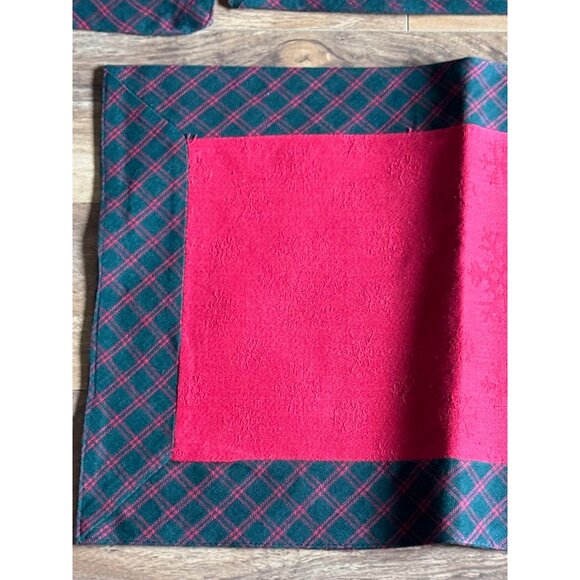 Reversible Christmas Placemats Set Of 4  Red & Green Plaid  NWOT - Picture 3 of 7